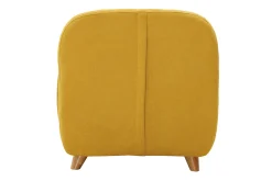Fauteuil enfant scandinave en tissu effet velours jaune moutarde et bois clair NORKID