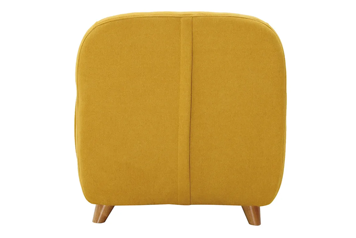 Fauteuil enfant scandinave en tissu effet velours jaune moutarde et bois clair NORKID
