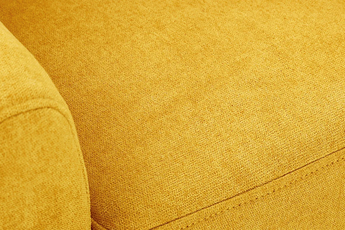 Fauteuil enfant scandinave en tissu effet velours jaune moutarde et bois clair NORKID