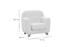 Fauteuil enfant scandinave en tissu effet laine bouclée blanc et bois clair NORKID