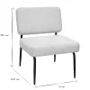 Fauteuil en tissu chenille beige et métal noir VEDANA
