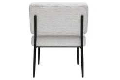 Fauteuil en tissu chenille beige et métal noir VEDANA