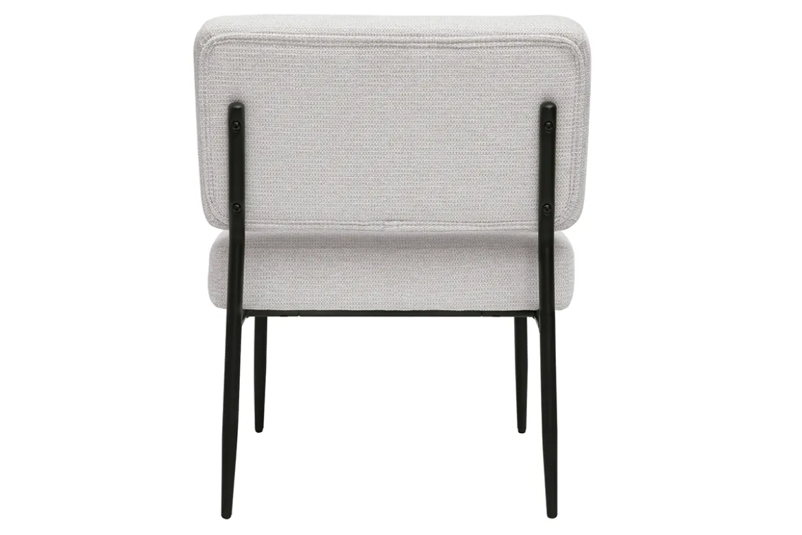 Fauteuil en tissu chenille beige et métal noir VEDANA