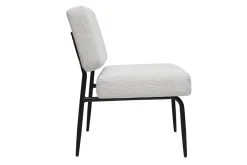 Fauteuil en tissu chenille beige et métal noir VEDANA