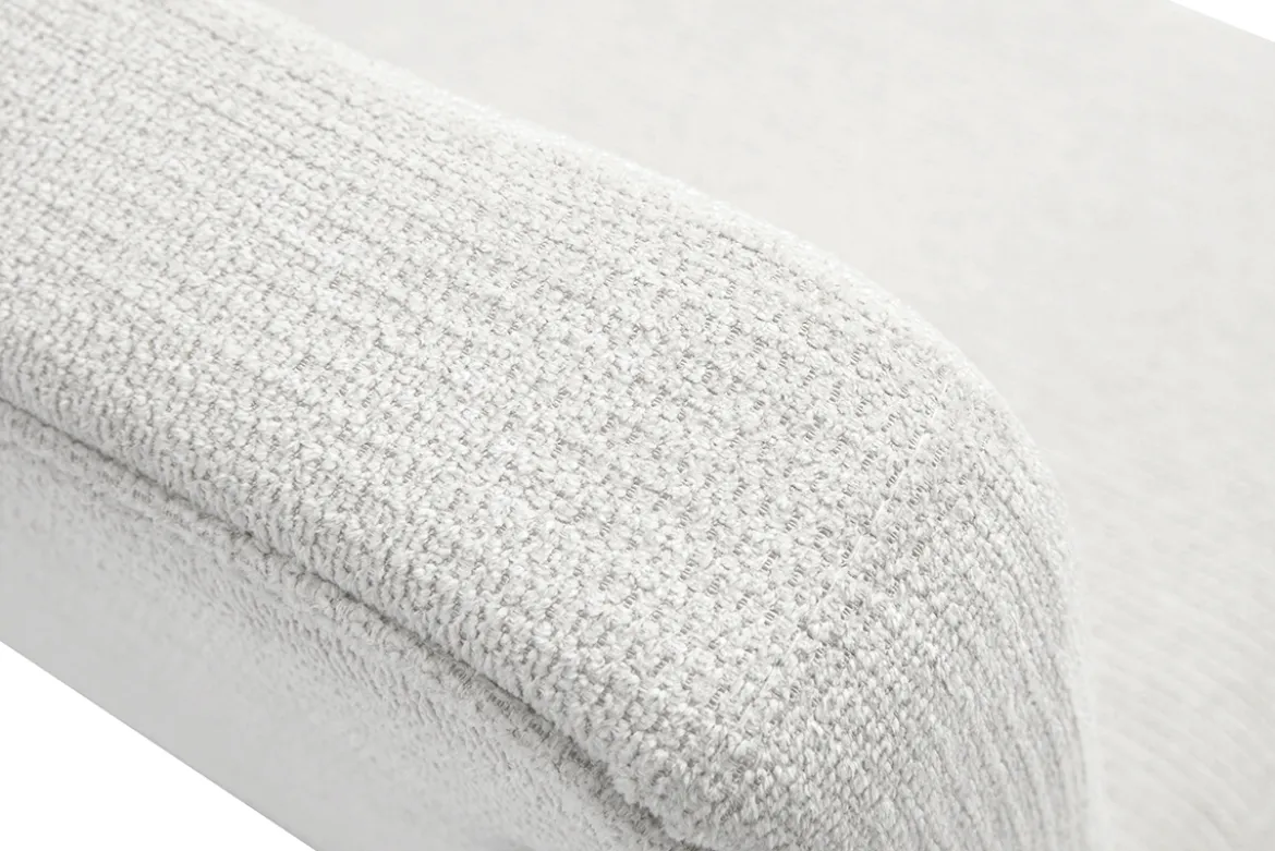 Fauteuil en tissu chenille beige et métal noir VEDANA