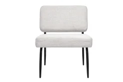 Fauteuil en tissu chenille beige et métal noir VEDANA