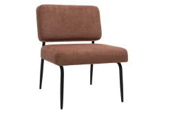 Fauteuil en tissu chenille terre brûlée et métal noir VEDANA