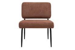 Fauteuil en tissu chenille terre brûlée et métal noir VEDANA