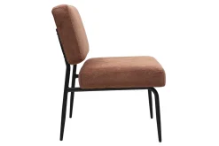 Fauteuil en tissu chenille terre brûlée et métal noir VEDANA