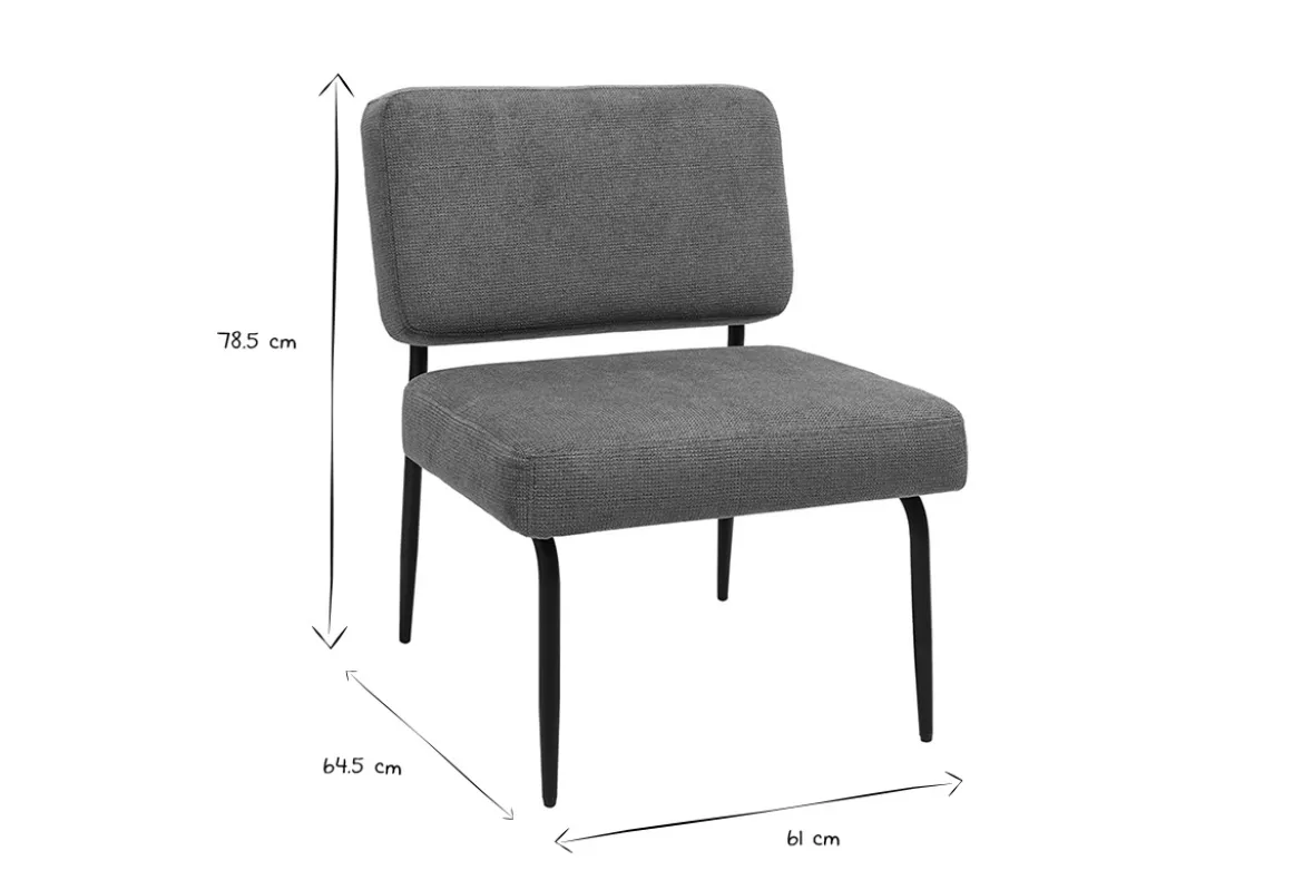 Fauteuil en tissu chenille terre brûlée et métal noir VEDANA