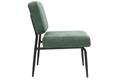 Fauteuil en tissu chenille vert kaki et métal noir VEDANA