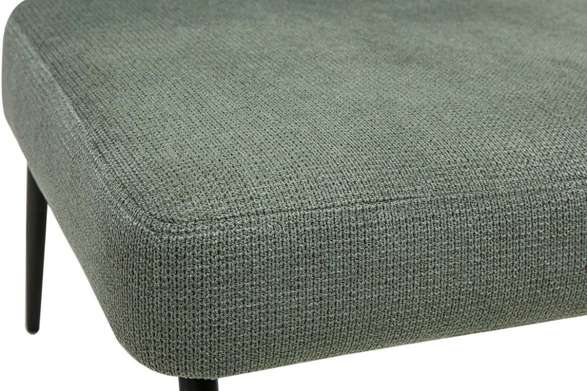 Fauteuil en tissu chenille vert kaki et métal noir VEDANA