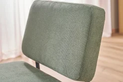 Fauteuil en tissu chenille vert kaki et métal noir VEDANA