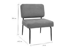 Fauteuil en tissu chenille vert kaki et métal noir VEDANA