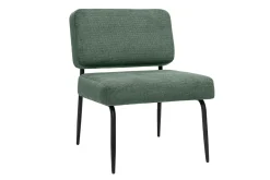 Fauteuil en tissu chenille vert kaki et métal noir VEDANA