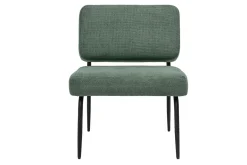 Fauteuil en tissu chenille vert kaki et métal noir VEDANA