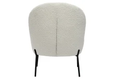Fauteuil en tissu effet laine bouclée blanc et métal noir BELEY