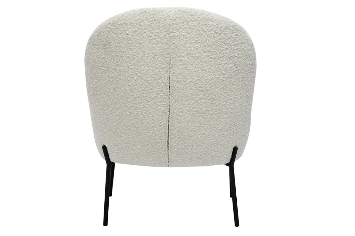 Fauteuil en tissu effet laine bouclée blanc et métal noir BELEY