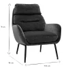 Fauteuil en tissu effet velours vert kaki et métal noir BENI