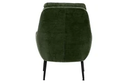 Fauteuil en tissu effet velours vert kaki et métal noir BENI