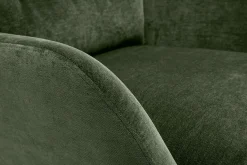 Fauteuil en tissu effet velours vert kaki et métal noir BENI