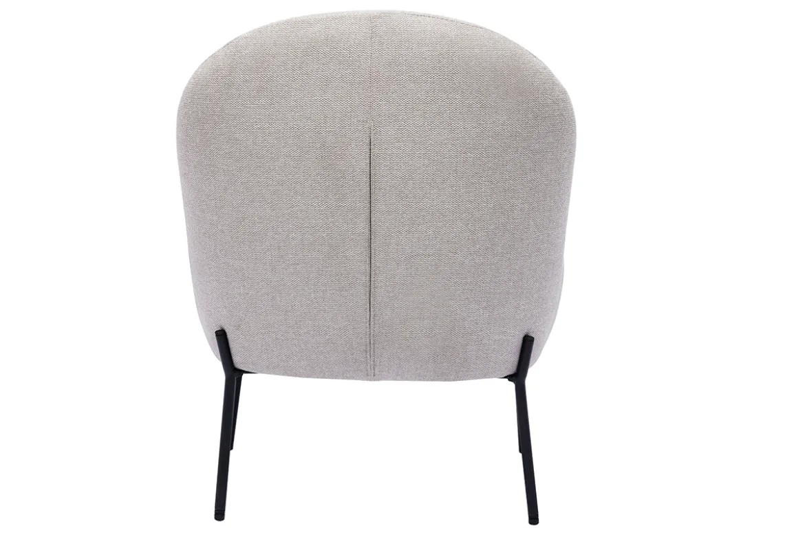 Fauteuil en tissu effet velours texturé beige et métal noir BELEY