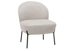 Fauteuil en tissu effet velours texturé beige et métal noir BELEY