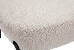 Fauteuil en tissu effet velours texturé beige et métal noir BELEY
