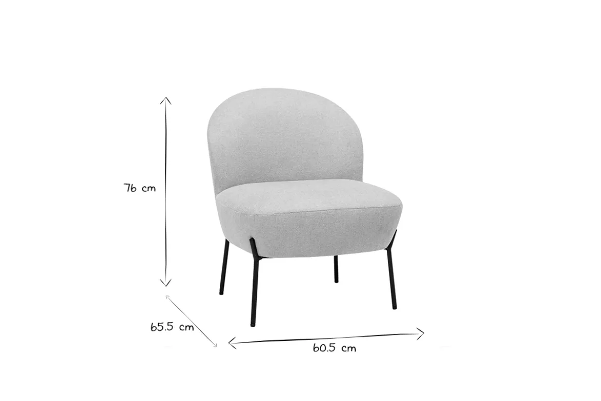 Fauteuil en tissu effet velours texturé beige et métal noir BELEY