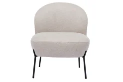 Fauteuil en tissu effet velours texturé beige et métal noir BELEY