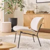 Fauteuil en tissu effet velours texturé gris et métal noir SHELBY