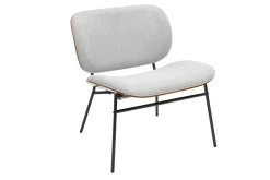Fauteuil en tissu effet velours texturé gris et métal noir SHELBY