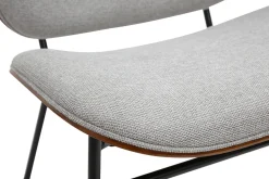 Fauteuil en tissu effet velours texturé gris et métal noir SHELBY