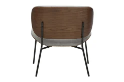 Fauteuil en tissu effet velours texturé gris et métal noir SHELBY