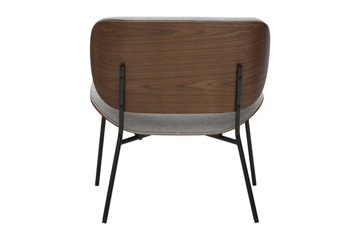 Fauteuil en tissu effet velours texturé gris et métal noir SHELBY