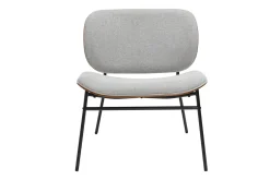 Fauteuil en tissu effet velours texturé gris et métal noir SHELBY