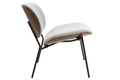 Fauteuil en tissu effet velours texturé gris et métal noir SHELBY