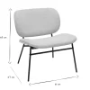 Fauteuil en tissu effet velours texturé beige et métal noir SHELBY
