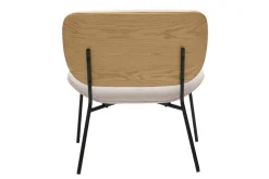 Fauteuil en tissu effet velours texturé beige et métal noir SHELBY