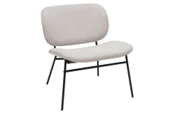 Fauteuil en tissu effet velours texturé beige et métal noir SHELBY