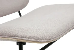 Fauteuil en tissu effet velours texturé beige et métal noir SHELBY