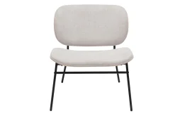 Fauteuil en tissu effet velours texturé beige et métal noir SHELBY