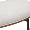 Fauteuil en tissu effet velours texturé beige, bois foncé et métal noir FABULO