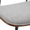 Fauteuil en tissu effet velours texturé gris, bois foncé et métal noir FABULO
