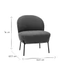 Fauteuil en tissu vert de gris et métal noir BELEY