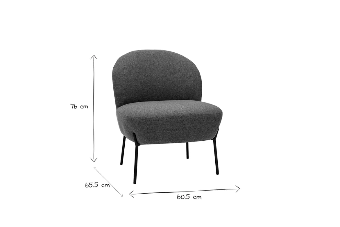 Fauteuil en tissu vert de gris et métal noir BELEY