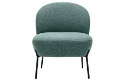 Fauteuil en tissu vert de gris et métal noir BELEY