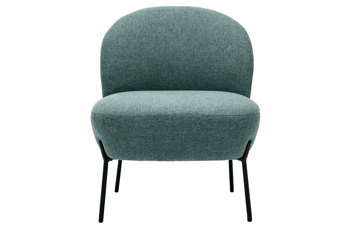 Fauteuil en tissu vert de gris et métal noir BELEY