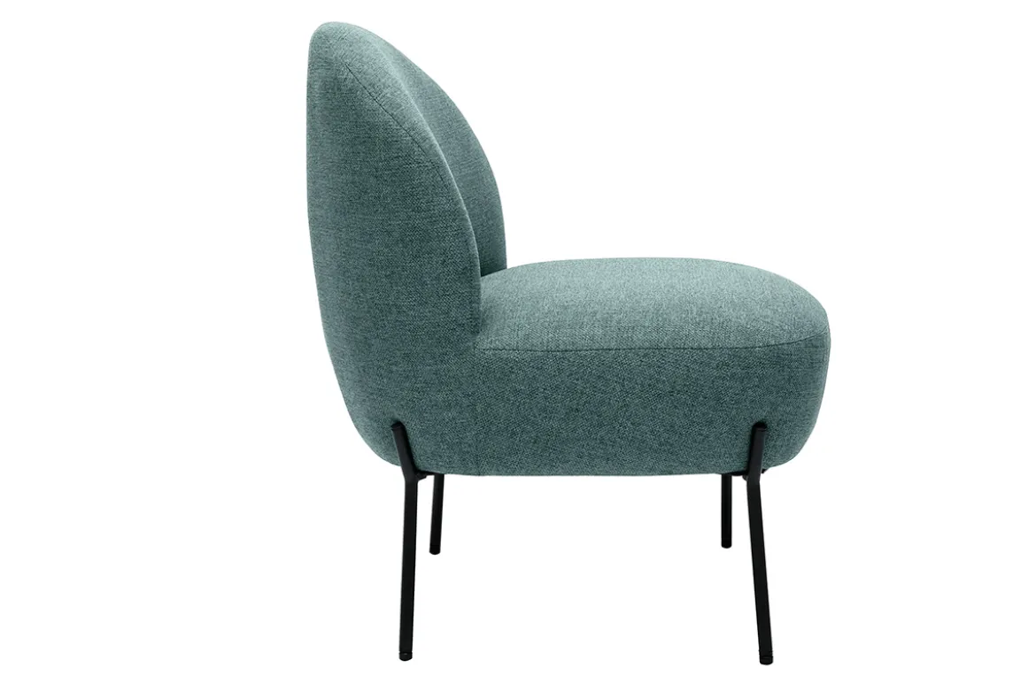 Fauteuil en tissu vert de gris et métal noir BELEY