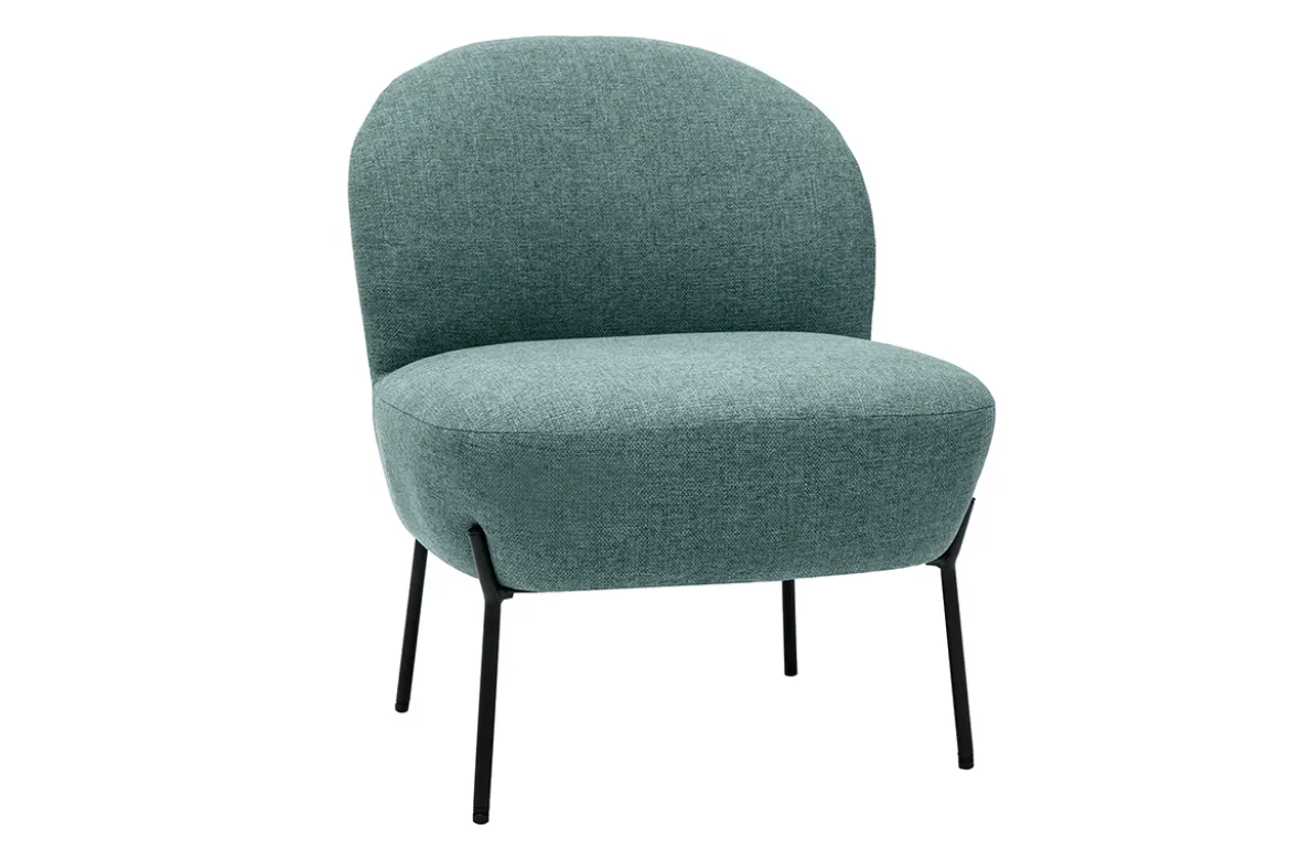 Fauteuil en tissu vert de gris et métal noir BELEY